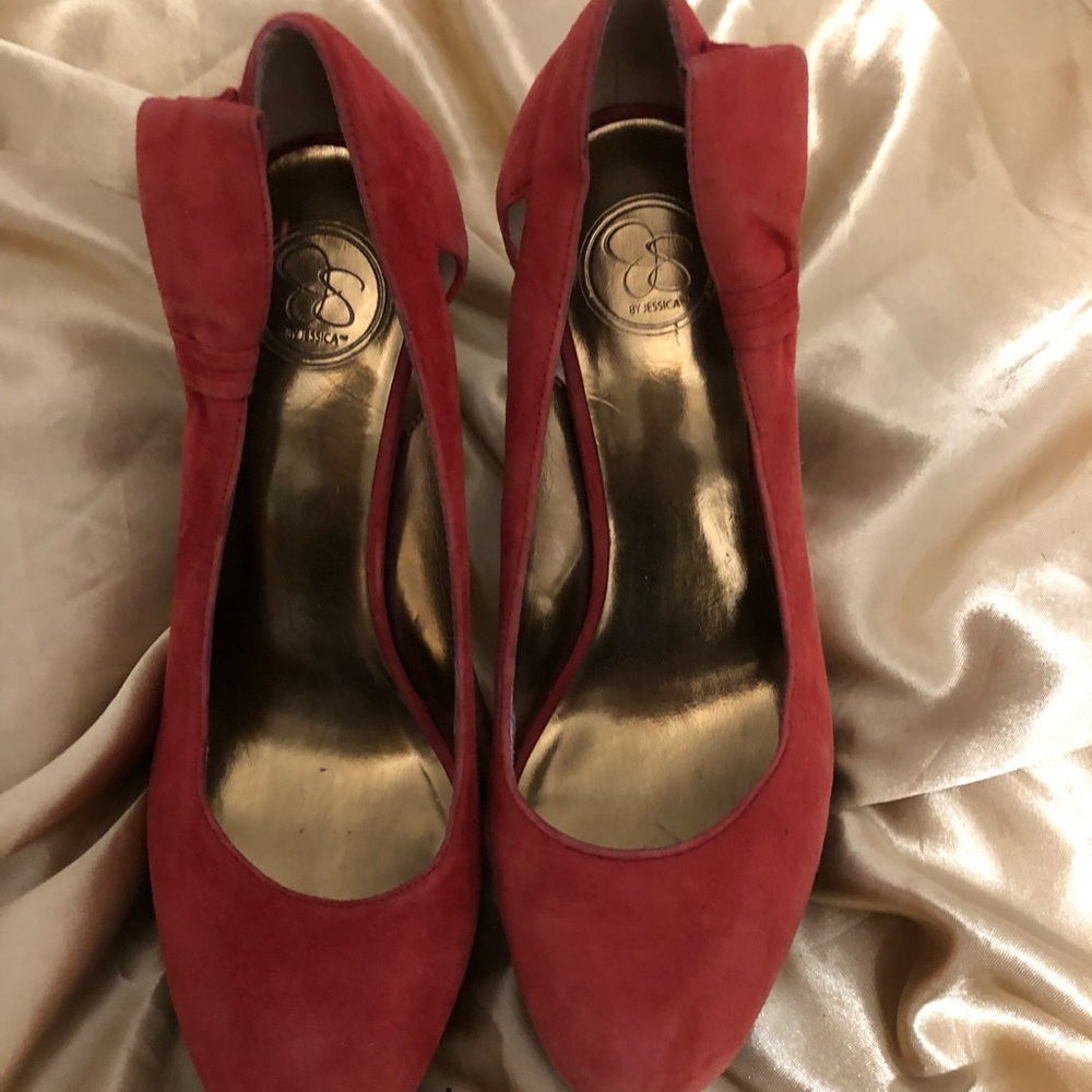 Chic Red Suede Women's Heels